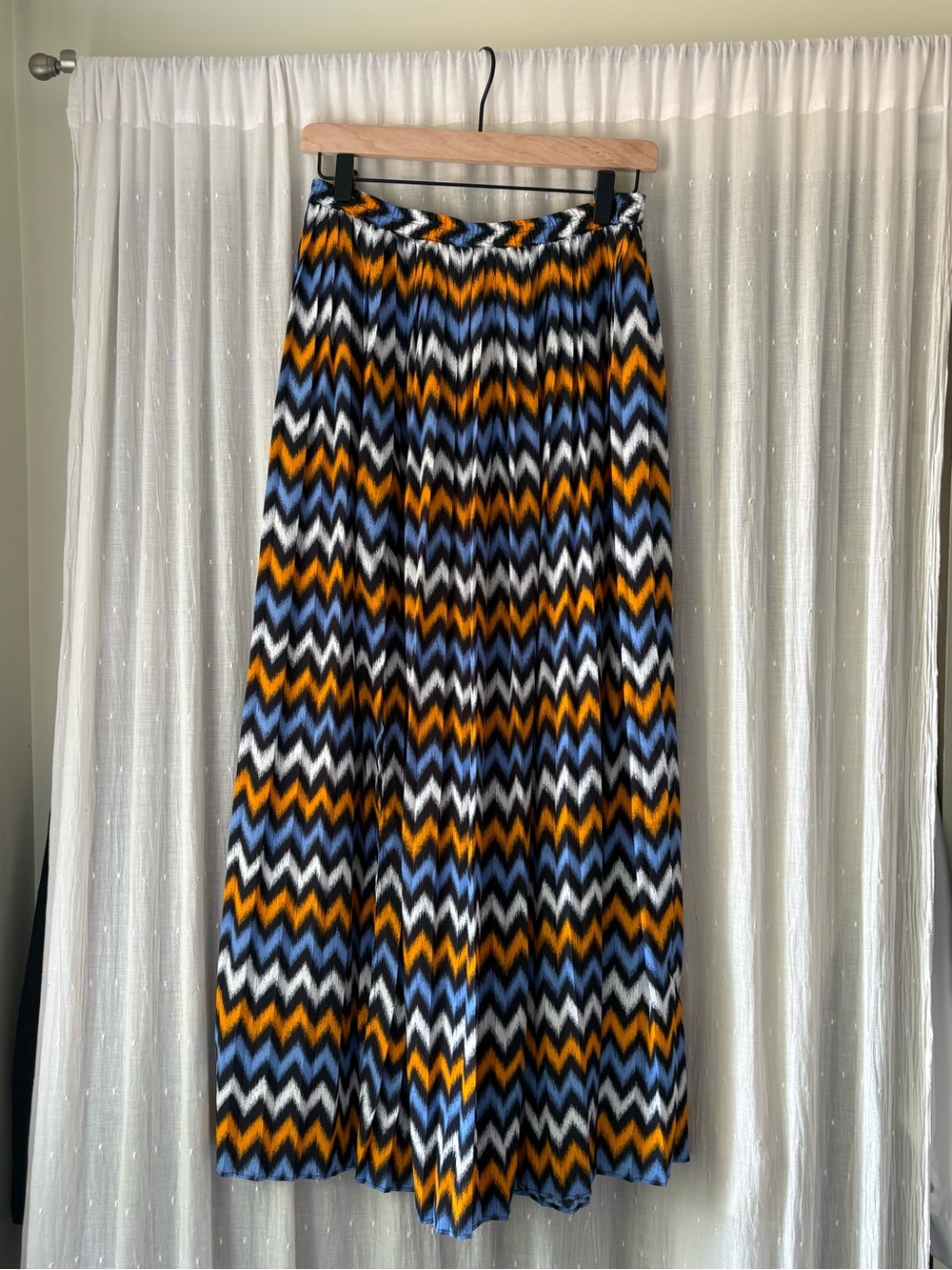 MICHAEL Michael Kors Chevron Maxi Skirt in Blue, Black & Gold